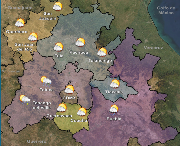 Pronóstico del clima para el Valle de México para el 6 de marzo de 2023.