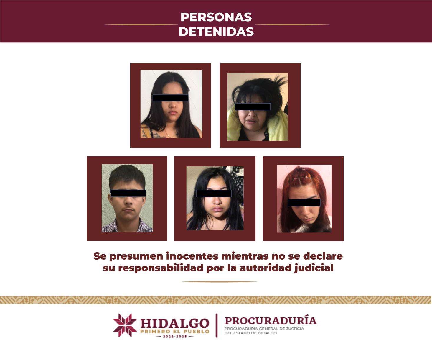 Detiene PGJEH a 5 personas en cateo, una de ellas con orden de aprehensión por homicidio en Tamaulipas