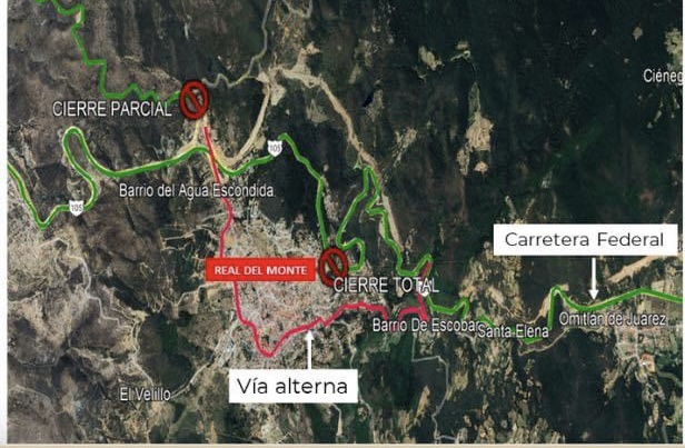 Precaución: cerrarán carretera Real del Monte-Huasca