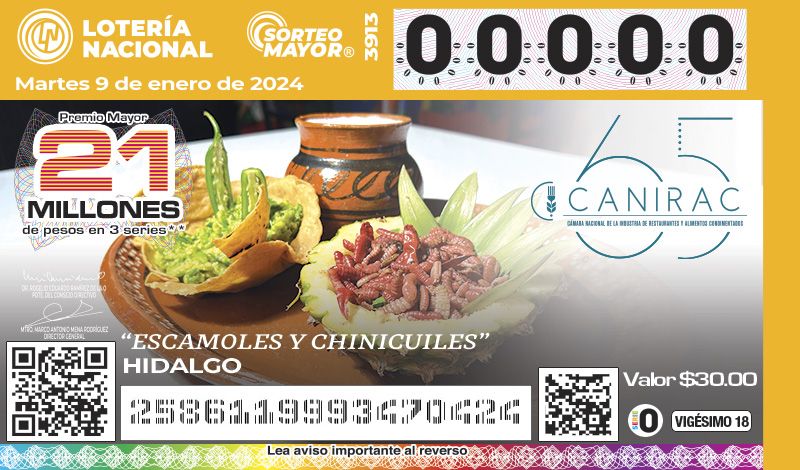 Deleita gastronomía hidalguense en billete de la Lotería Nacional