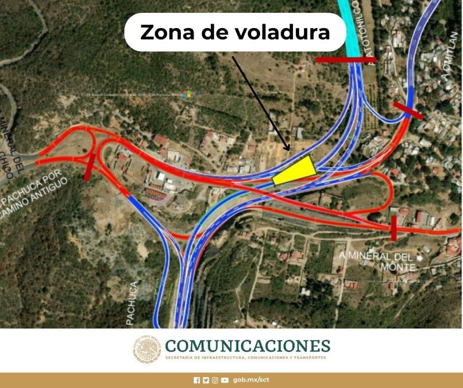 Explosiones controladas en la carretera federal Pachuca-Huejutla