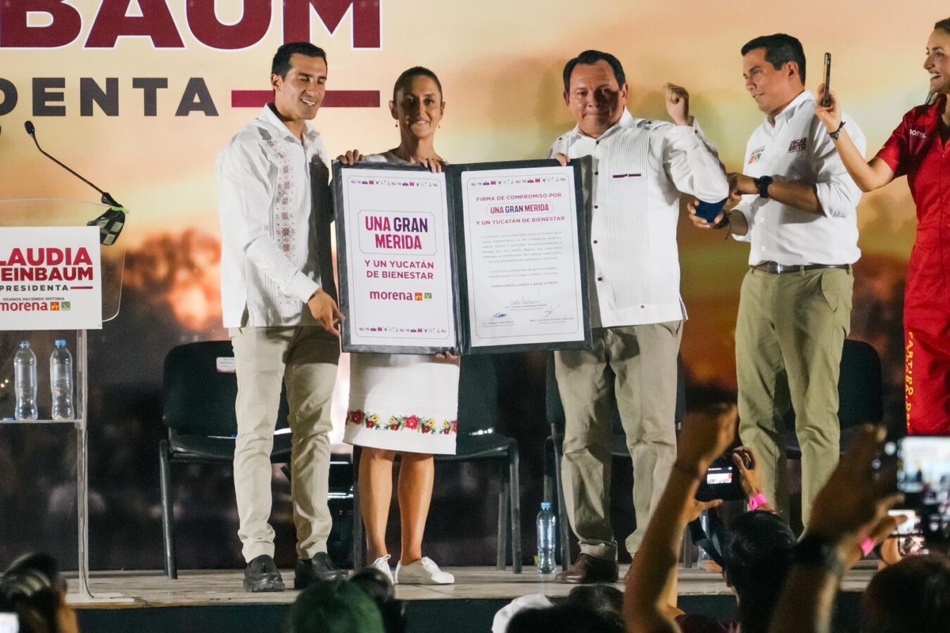 Firman Claudia Sheinbaum, Joaquín Díaz y Rommel Pacheco compromiso por una gran Mérida y un Yucatán de Bienestar