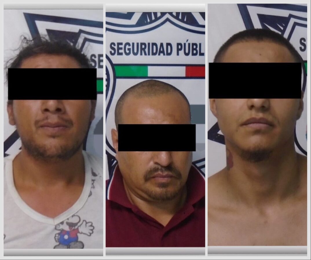 Detienen a 3 hombres por portación de arma de fuego y droga