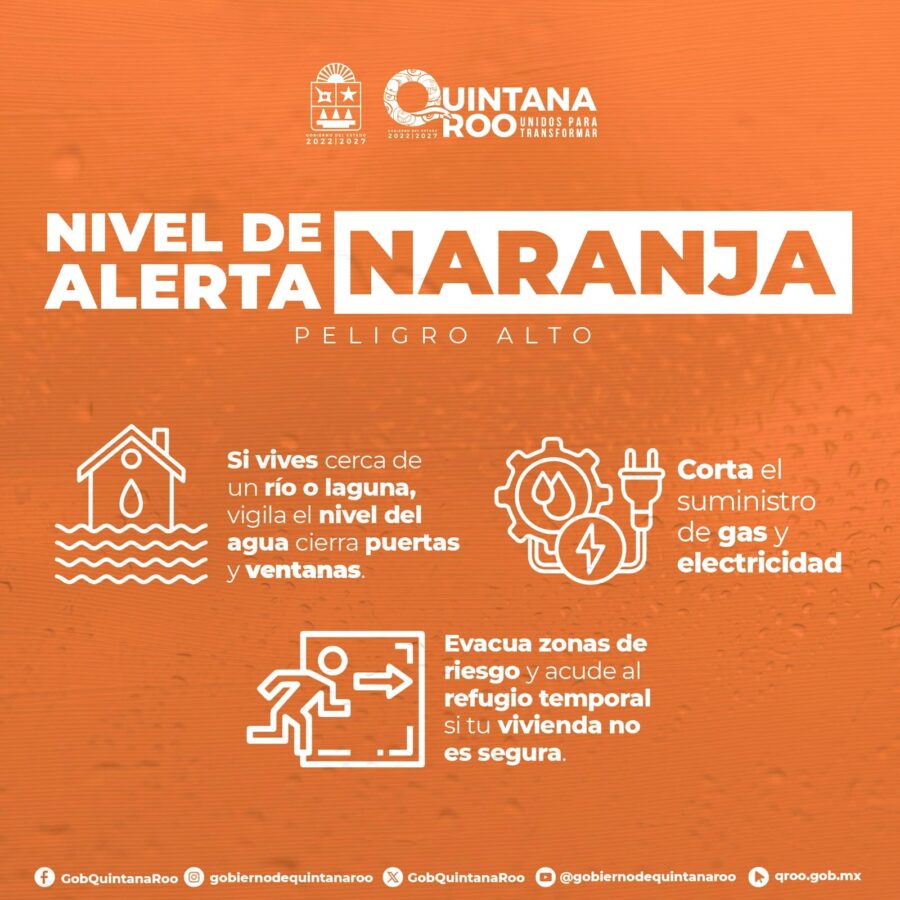 Alerta Naranja en municipios de Quintana Roo informa Mara Lezama 