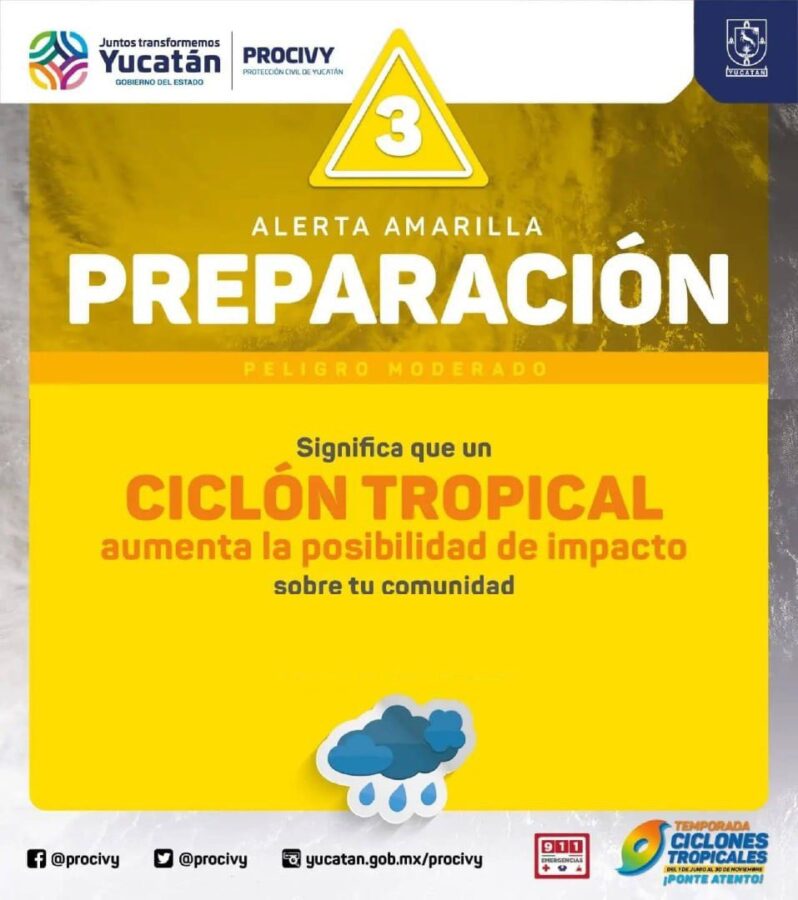 Alerta amarilla en Yucatán por el huracán Beryl