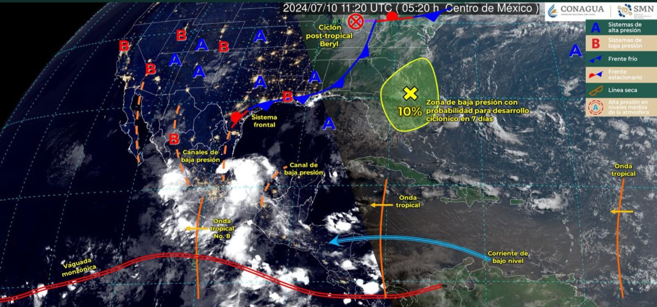 Continuarán lluvias fuertes en territorio nacional