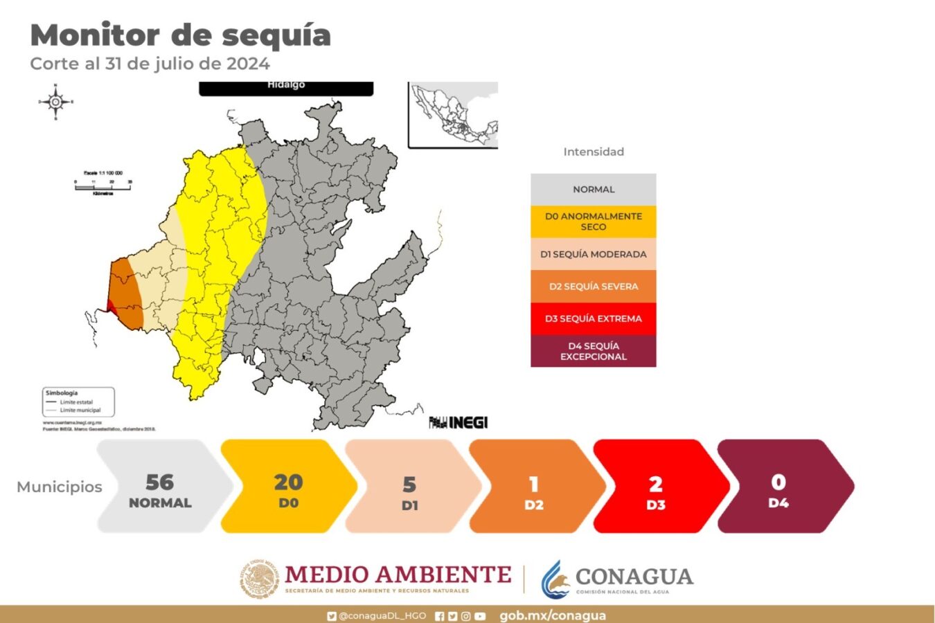 Reportan 56 municipios sin sequía en Hidalgo