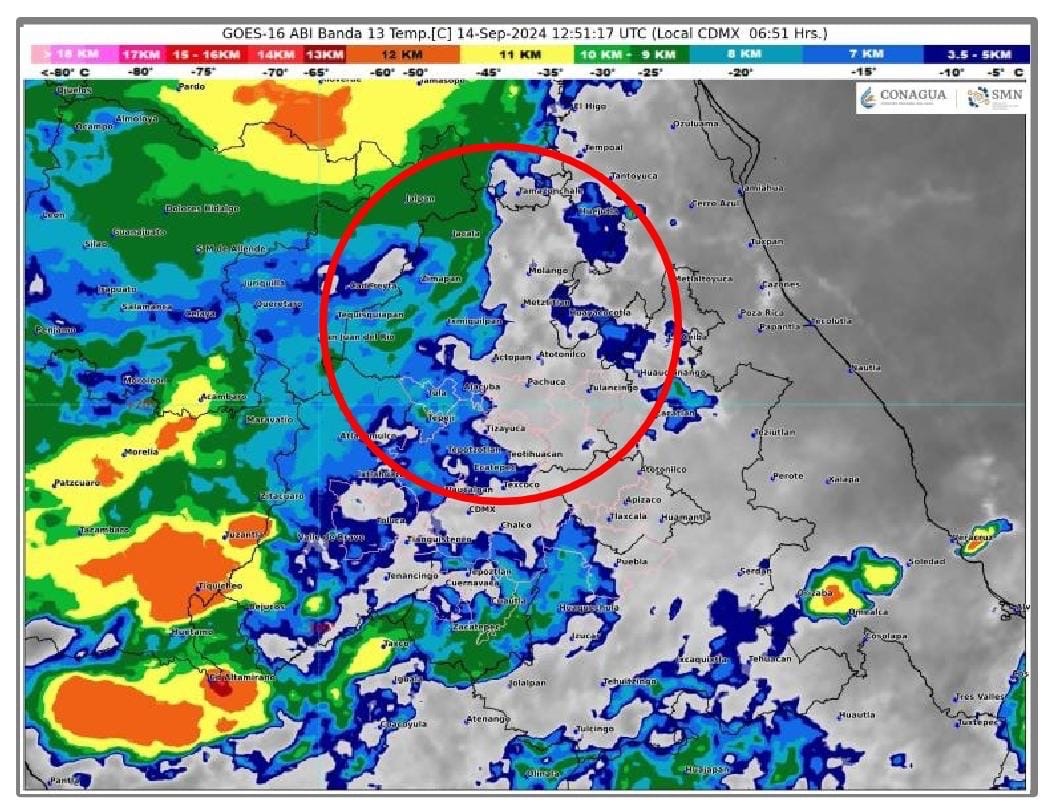 Pronostican lluvias fuertes para Hidalgo de 25 a 50 mm