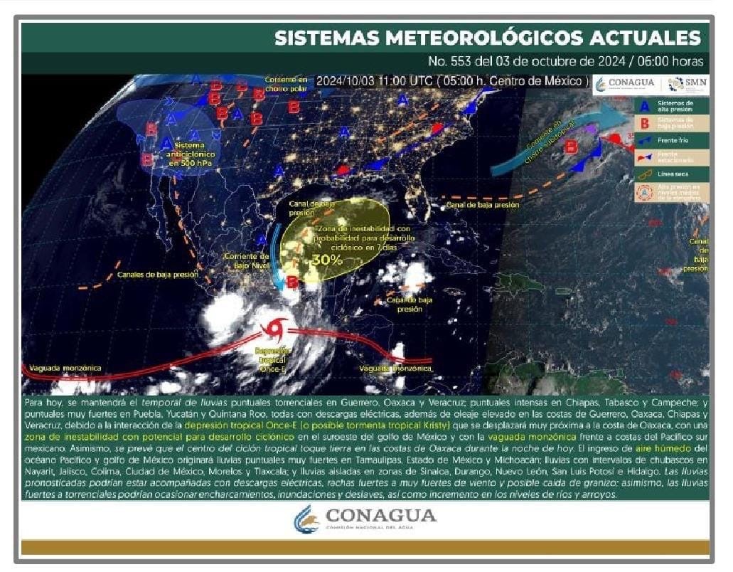 Prevén para Hidalgo lluvias aisladas de 0.1 a 5 mm