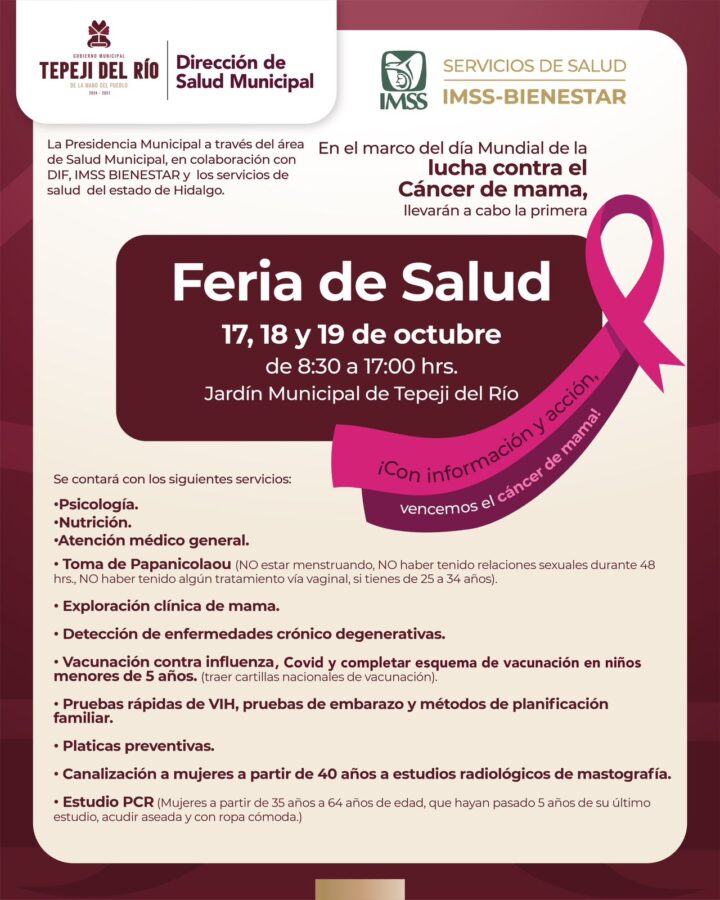 Invita Tepeji del Río a la Primera Feria de la Salud