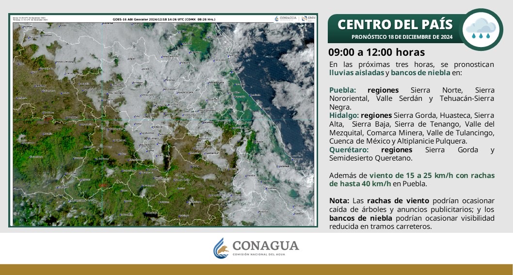 Se pronostican lluvias muy fuertes para este miércoles en Hidalgo