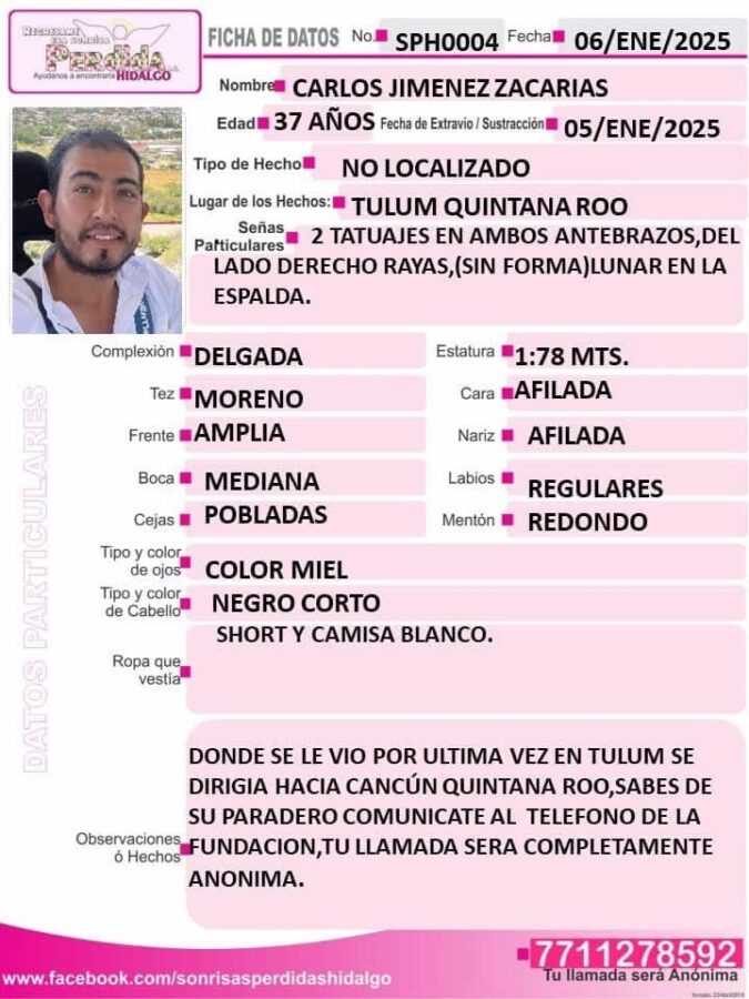 Hidalguense extraviado en Yucatán