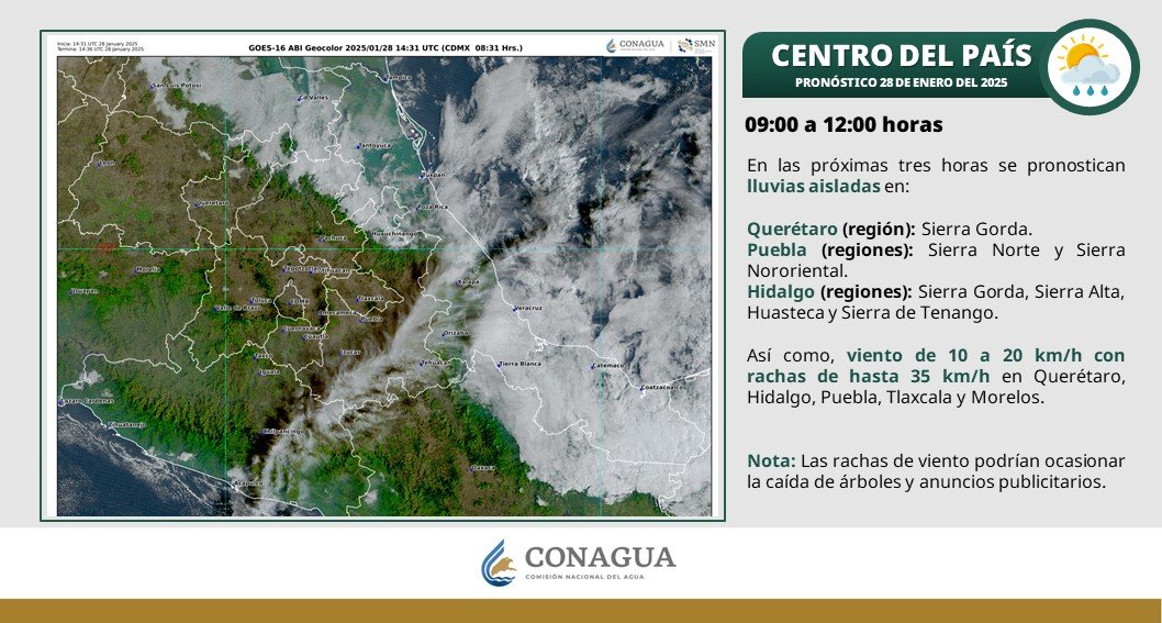 Temperatura mínima de -5 a 0 grados en regiones de Hidalgo