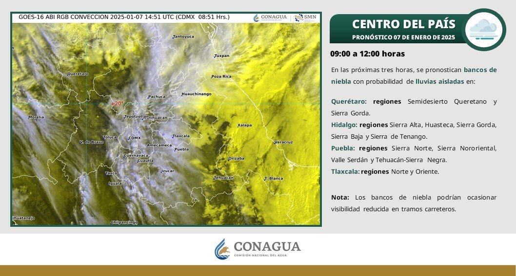 Temperatura mínimas de -5 a 0 grados con heladas en zonas altas de Hidalgo