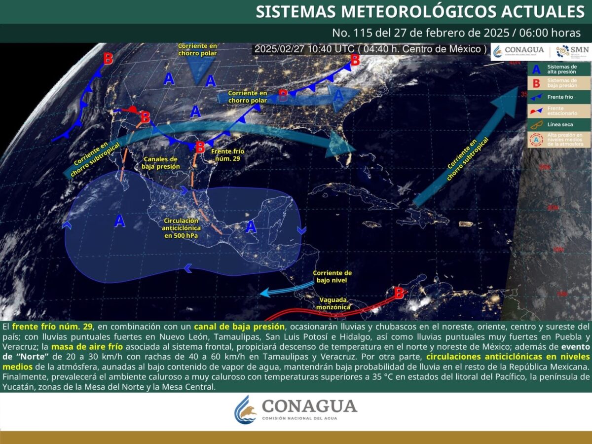 Prevén para Hidalgo lluvias y chubascos