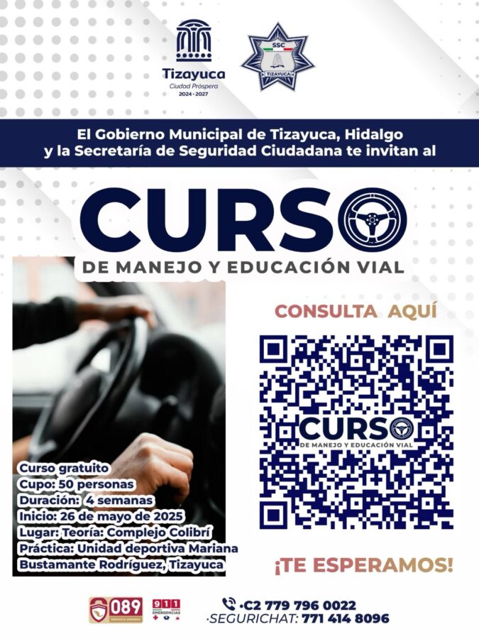Cursos gratuitos de manejo y educación vial a tizayuquenses