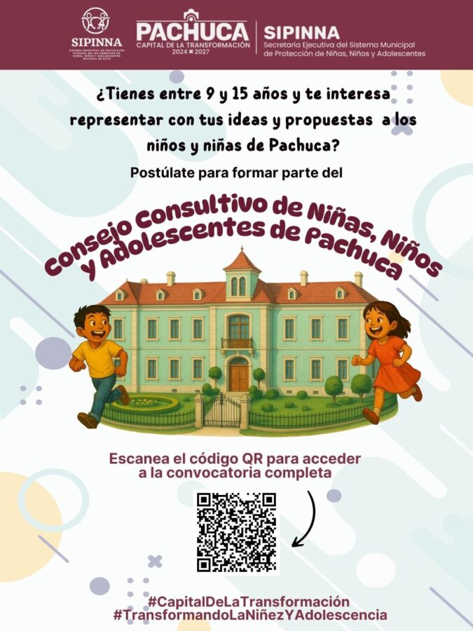 Convoca SIPINNA Pachuca a ser parte del Consejo Consultivo de Niñas, Niños y Adolescentes