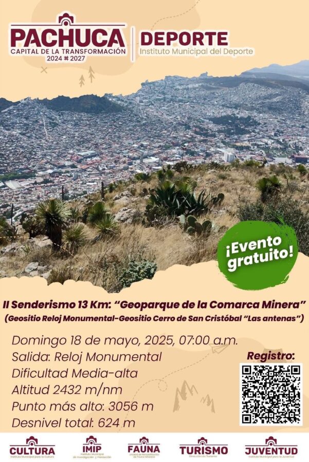 Invita Pachuca a 2.º Senderismo “Geoparque de la Comarca Minera”