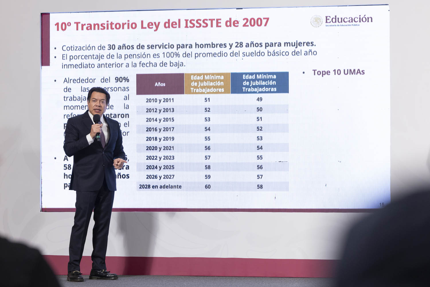 Disminución de la edad de jubilación del ISSSTE