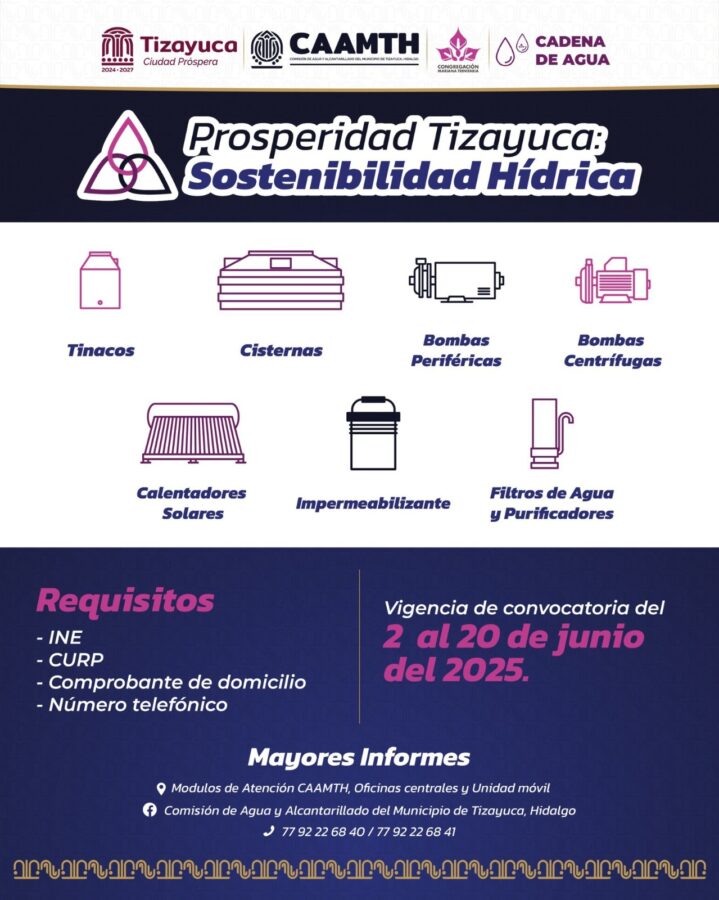 Última semana para registrarse en el Programa “Prosperidad Tizayuca Sostenibilidad Hídrica”
