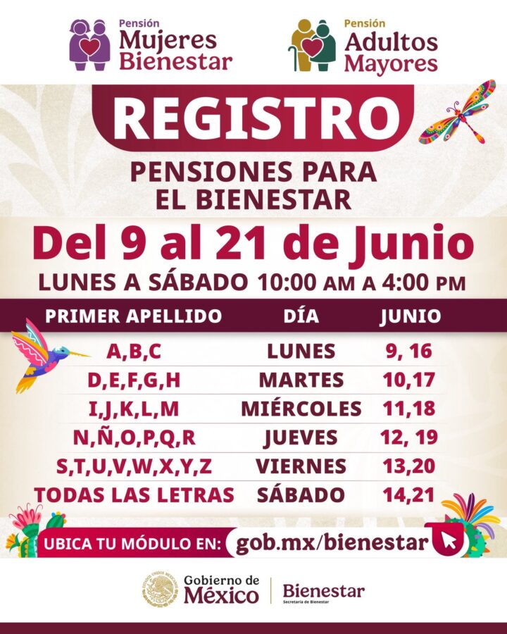Inicia registro para pensiones de adultos mayores y mujeres 