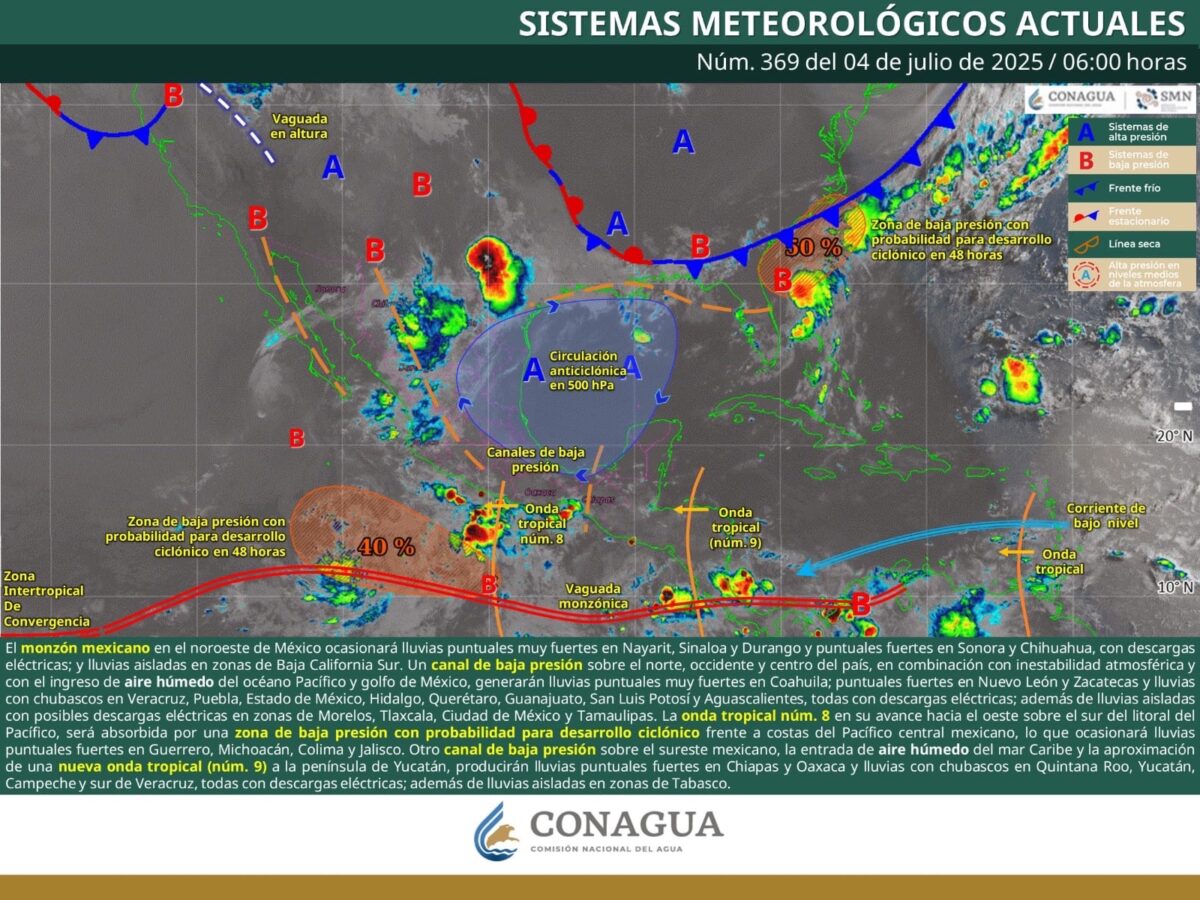 Pronostican para Hidalgo intervalos de chubascos de 5 a 25 mm