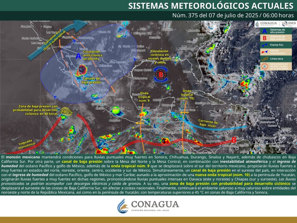 Se mantienen en Hidalgo chubascos con lluvias puntuales fuertes de 25 a 50 mm