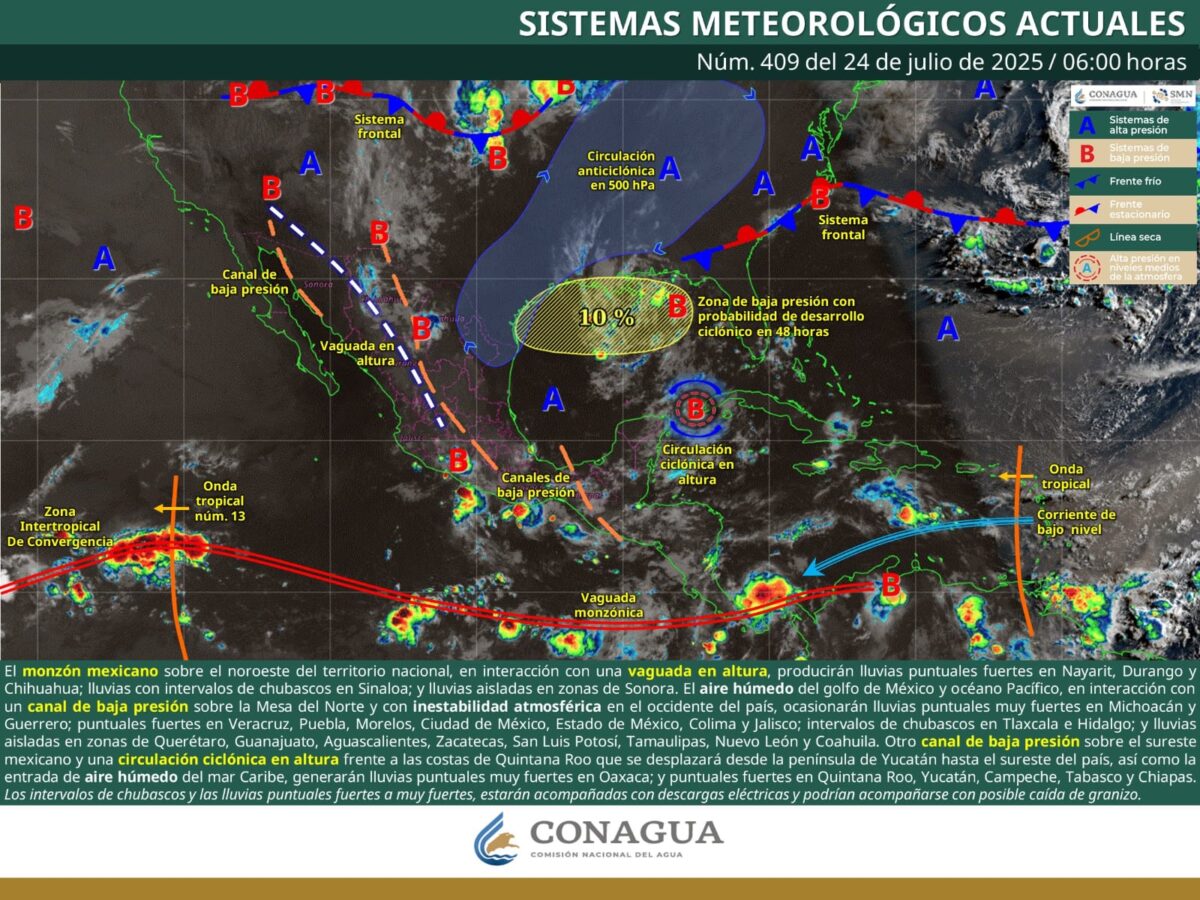 Se mantienen en Hidalgo los intervalos de chubascos de 5 a 25 mm