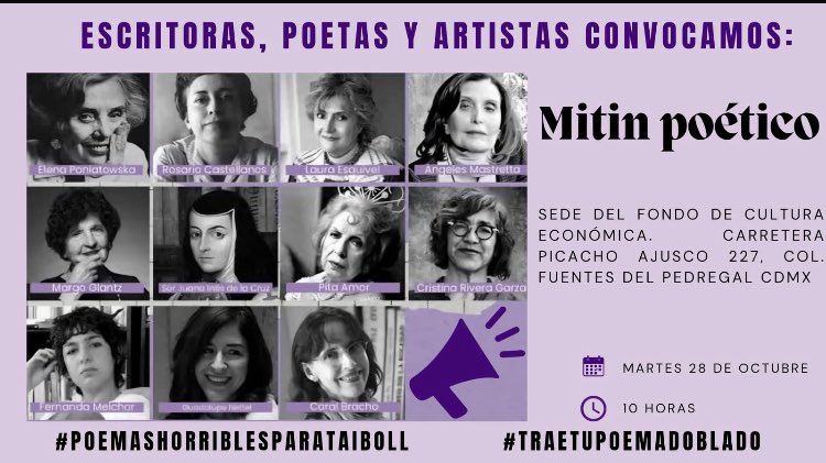 Mujeres poetas convocan protesta contra Paco Ignacio Taibo II