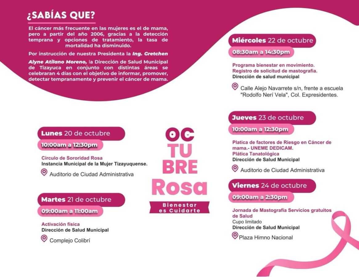 Actividades de programa Octubre Rosa en Tizayuca