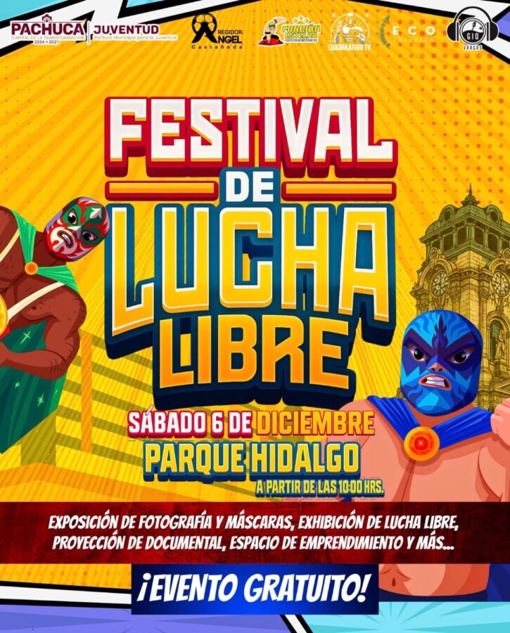Realizará Pachuca Festival de Lucha Libre en el Parque Hidalgo este sábado 6 de diciembre