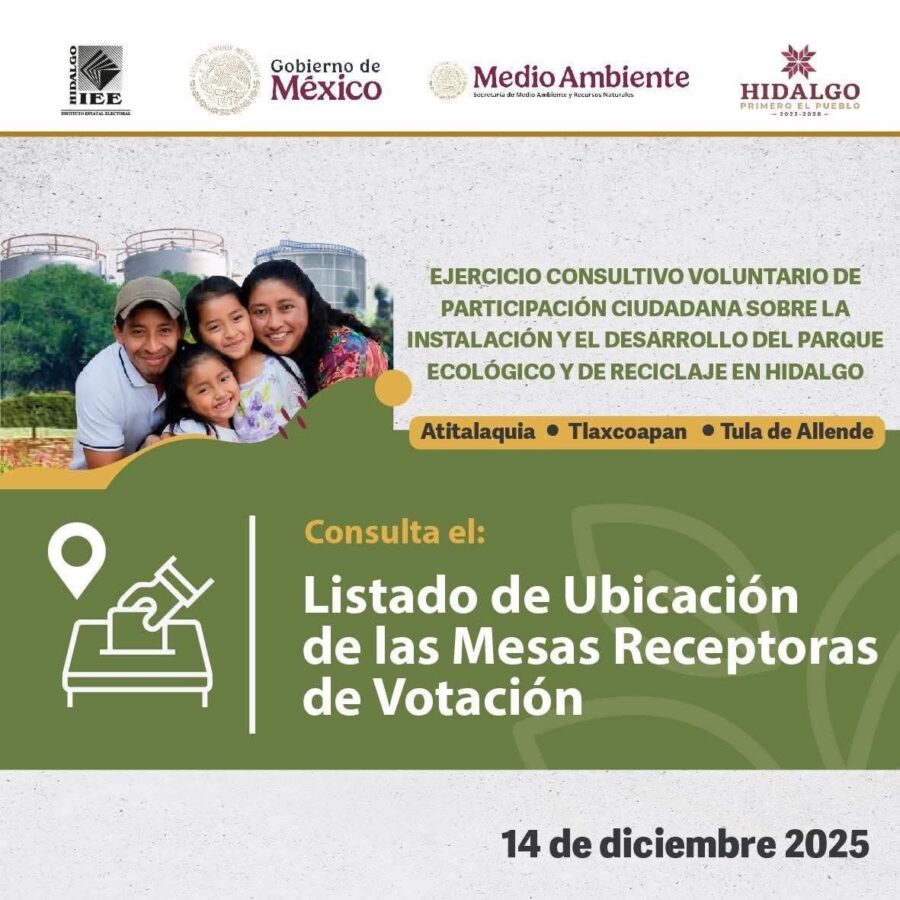 IEEH difunde sedes de votación para consulta sobre Parque Ecológico y de Reciclaje