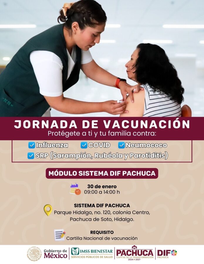 Refuerza DIF Pachuca acciones de salud con Jornada de Vacunación y acceso a IMSS Bienestar