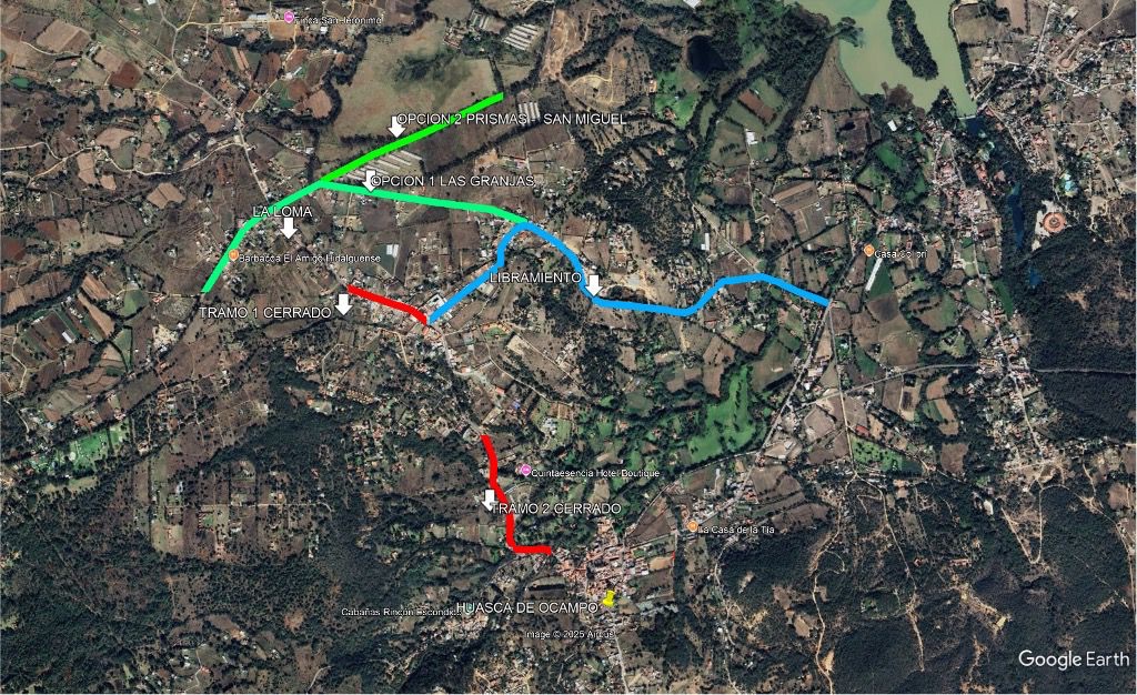 Anuncian cierres de circulación en Huasca de Ocampo