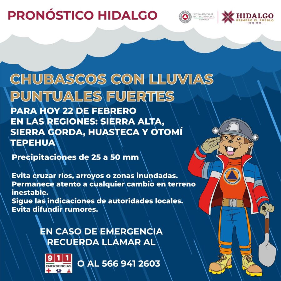 Bajas temperaturas y lluvias fuertes este fin de semana en Hidalgo