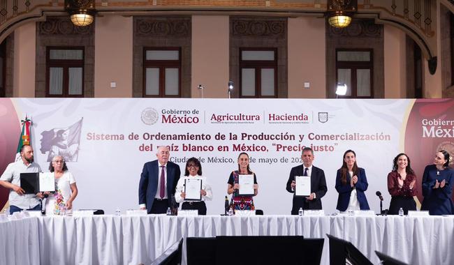Sheinbaum firma acuerdo para proteger el precio del maíz blanco
