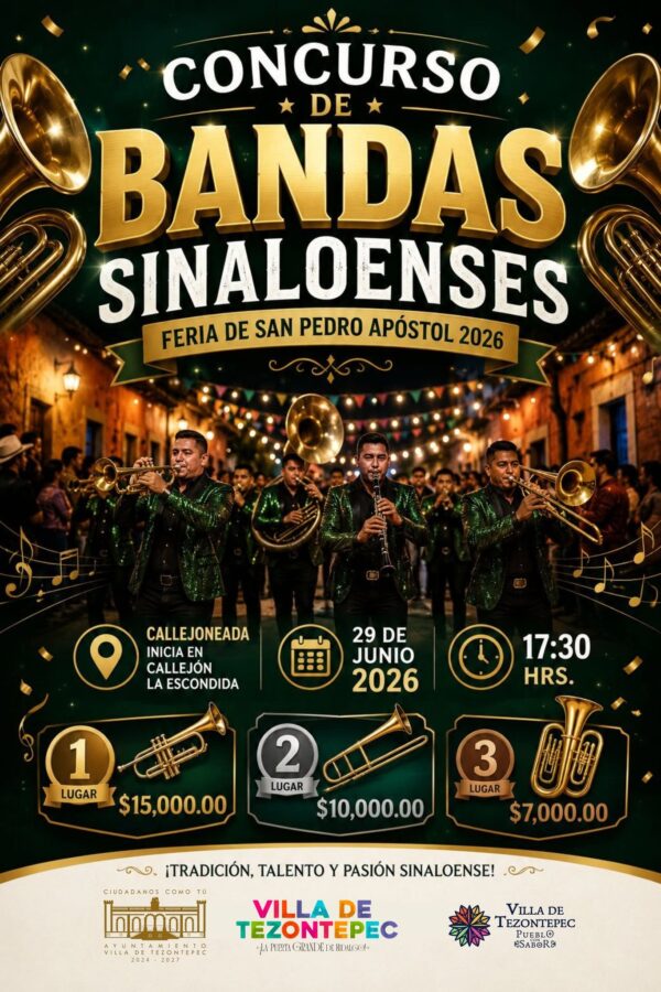 Villa de Tezontepec lanza gran concurso de bandas sinaloenses