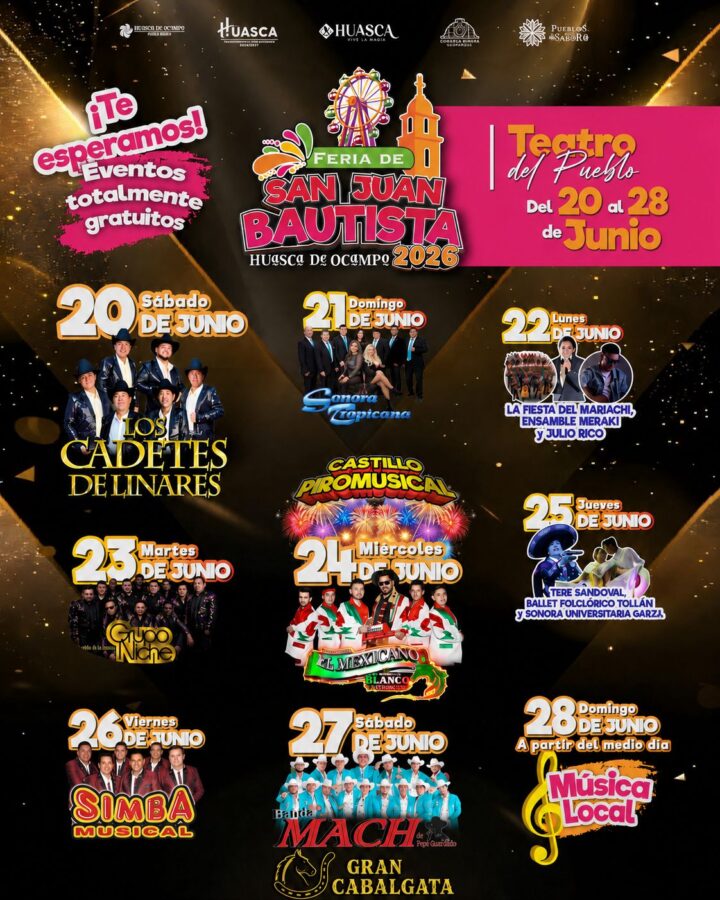 Presenta Huasca cartelera oficial para la Feria de San Juan Bautista 2026