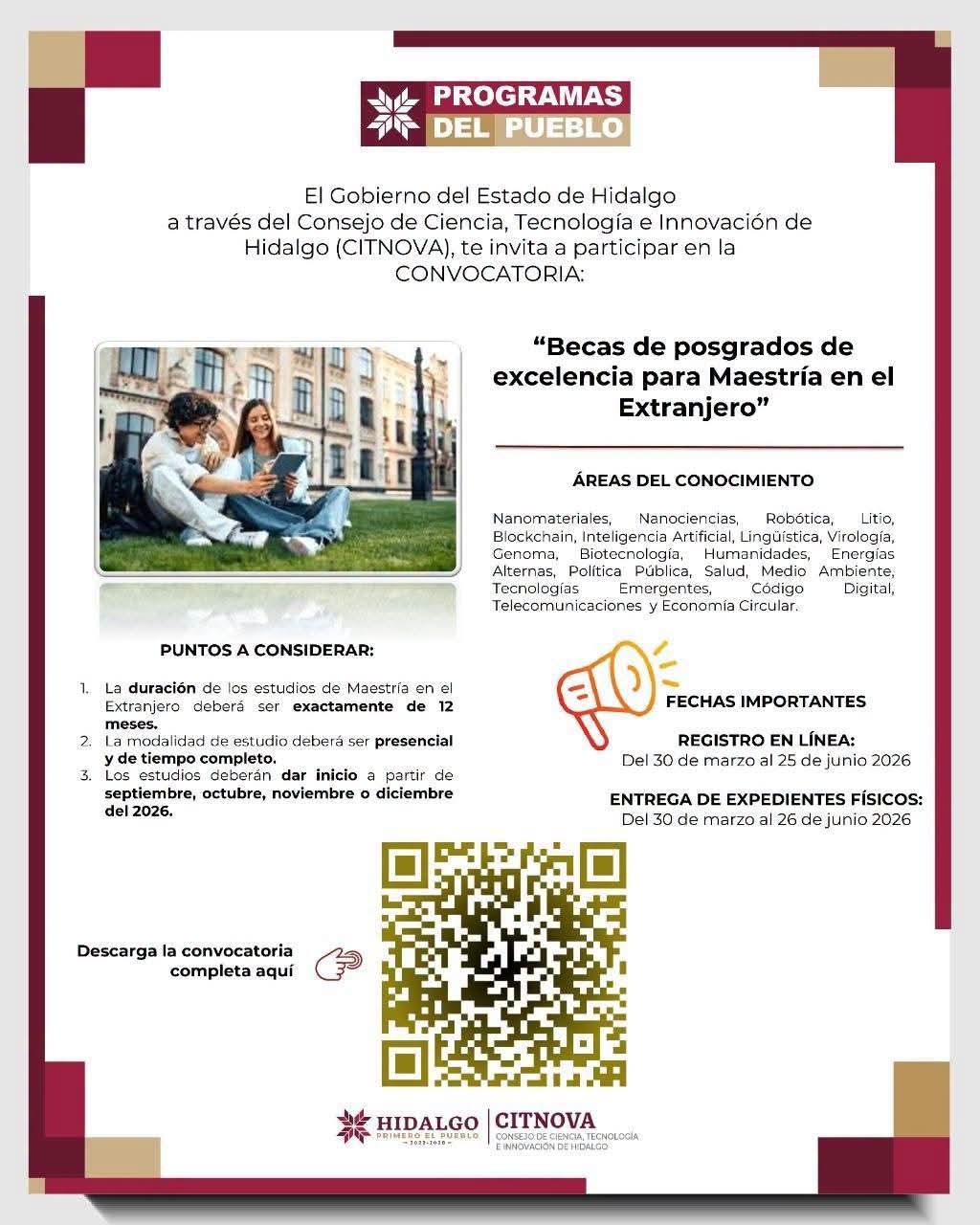 Último día para aplicar a becas de posgrado CITNOVA