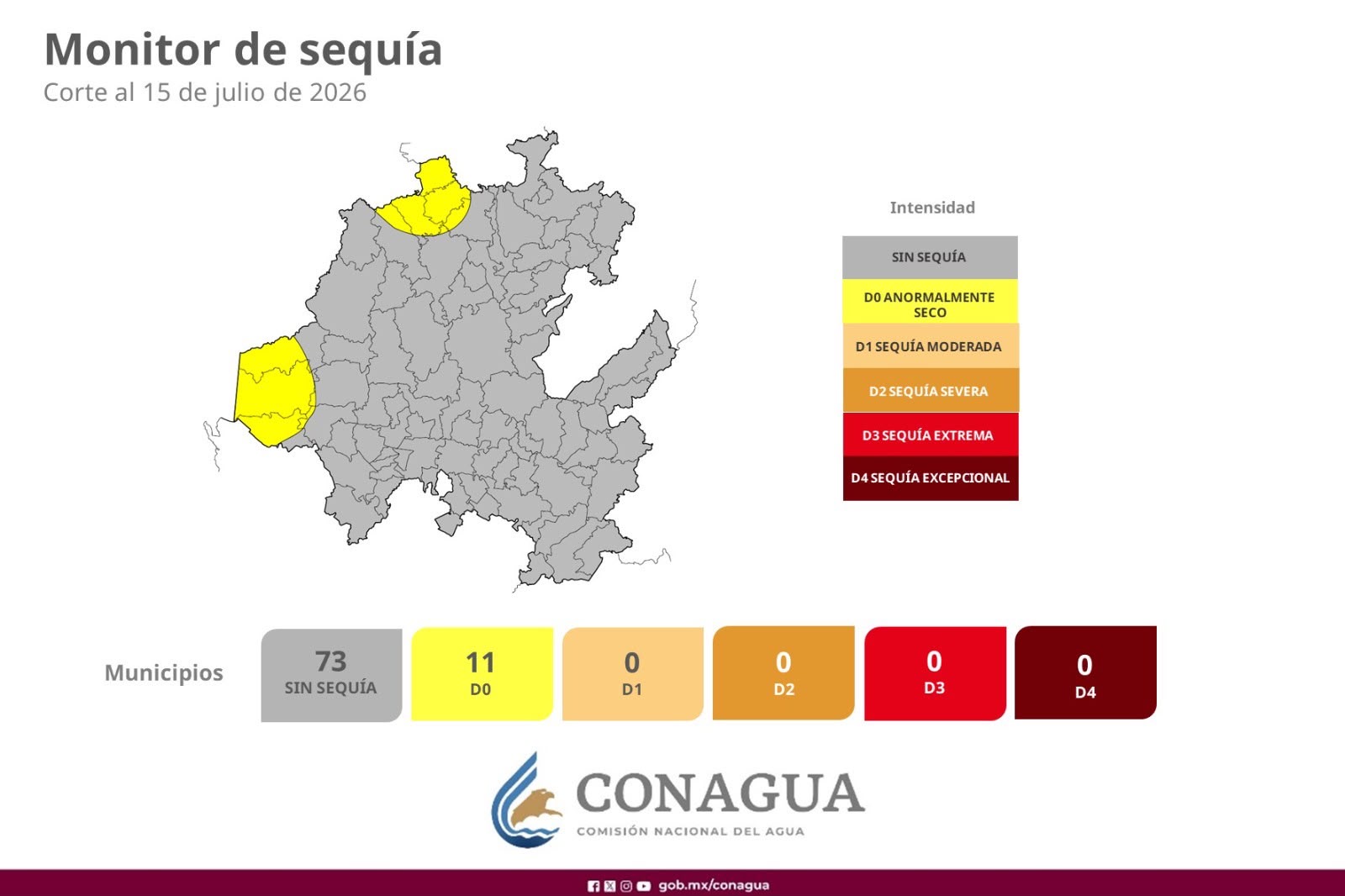 Solo 11 municipios de Hidalgo presentan condiciones anormalmente secas: Conagua
