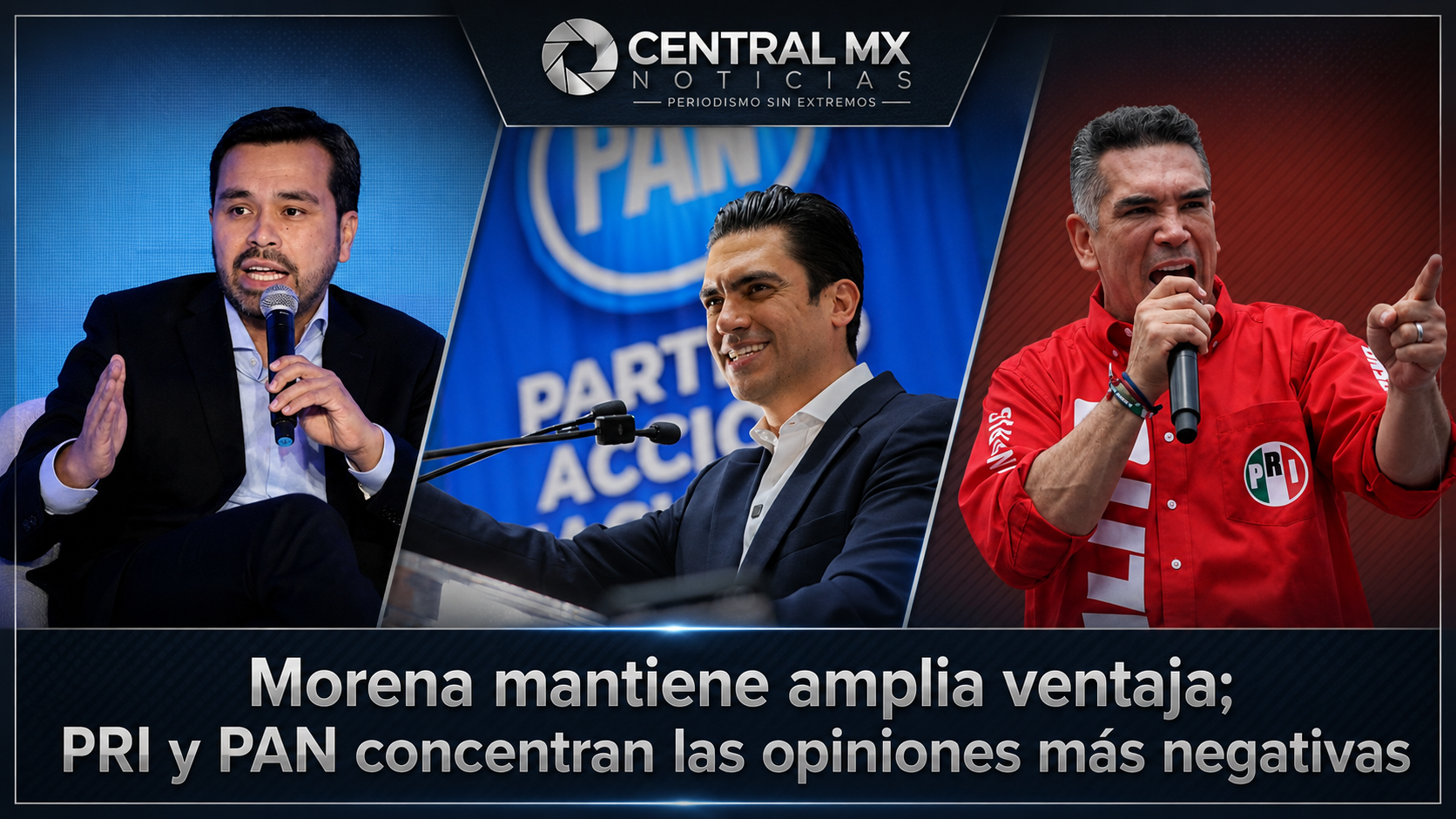 Morena mantiene amplia ventaja; PRI y PAN concentran las opiniones más negativas