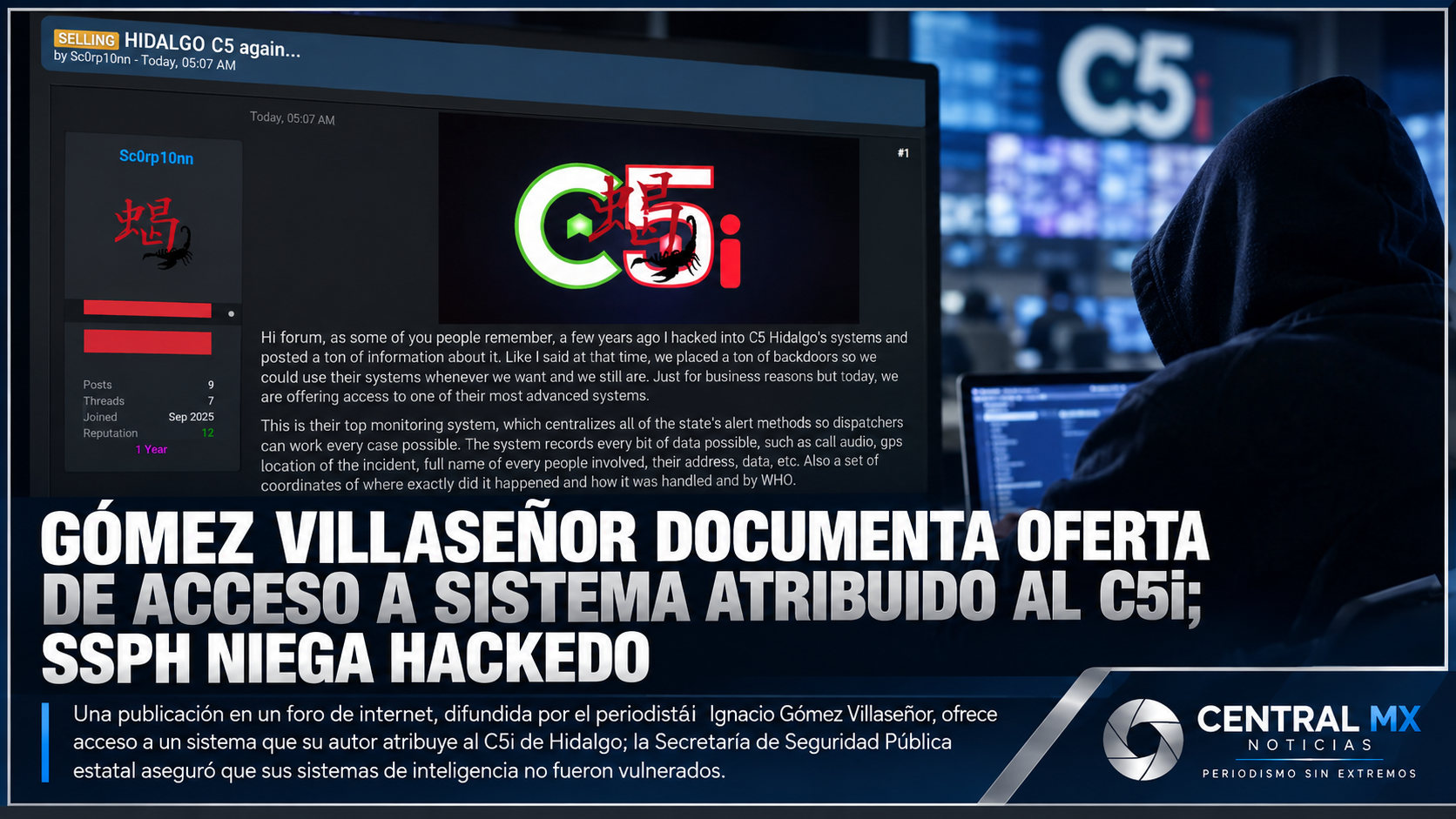 Investigación señala violación al C5i; Seguridad de Hidalgo niega hackeo.