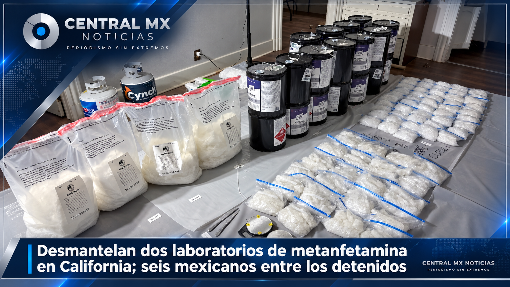 Desmantelan laboratorios de metanfetamina en California; seis mexicanos detenidos