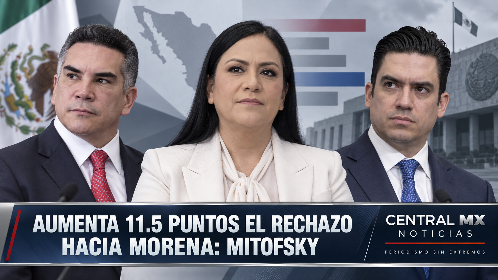Aumenta 11.5 puntos el rechazo hacia Morena: Mitofsky