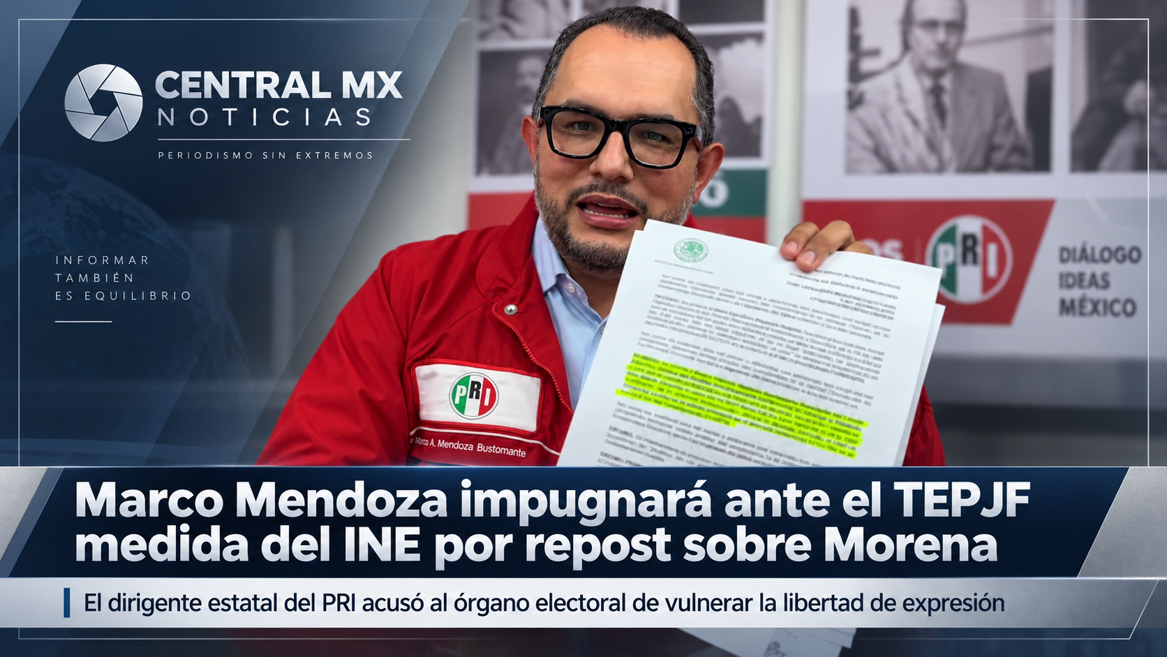 Marco Mendoza impugnará ante el TEPJF medida del INE por repost sobre Morena
