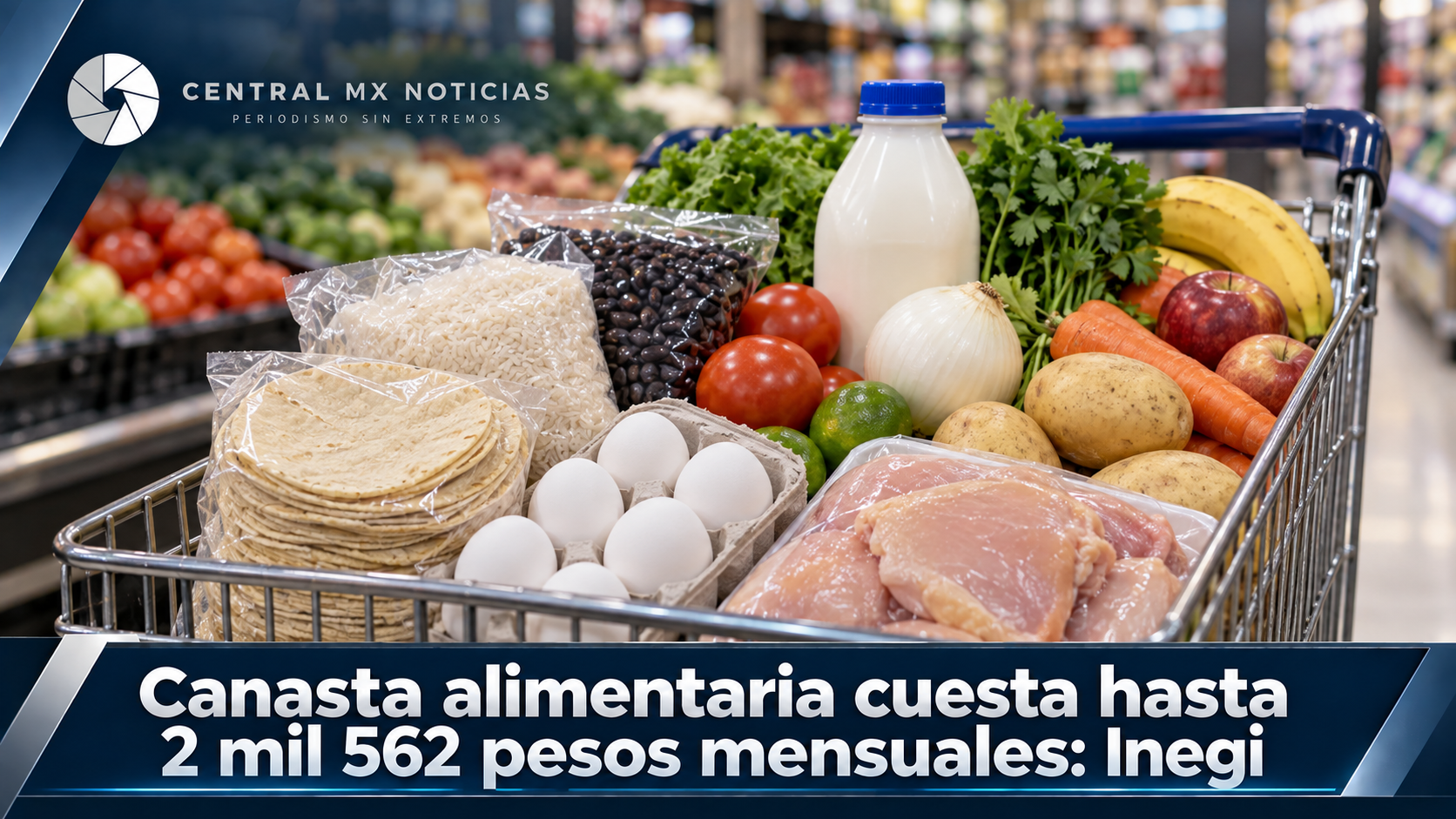Canasta alimentaria cuesta hasta 2 mil 562 pesos mensuales: Inegi