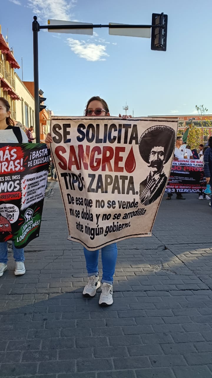 “No se vayan a enfermar, no tenemos material”: trabajadores de salud  toman calles de Pachuca.
