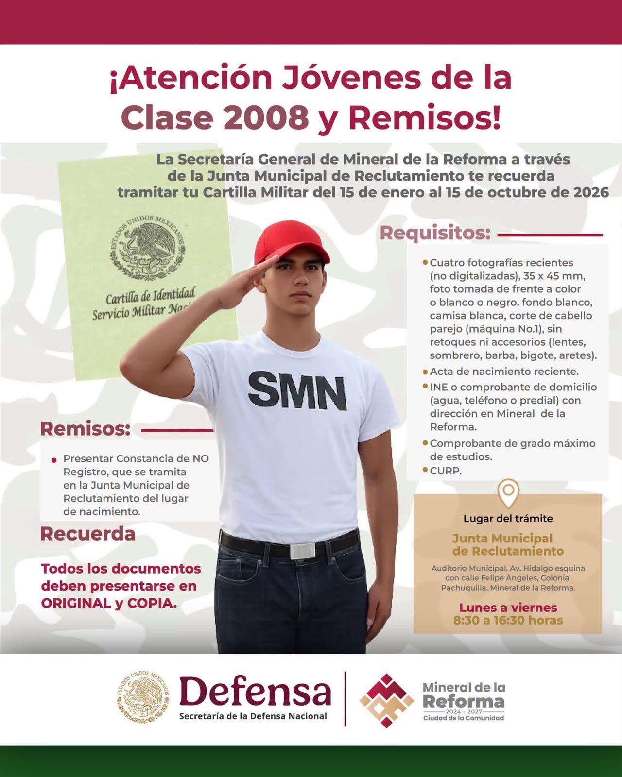 Vigente periodo para realizar el trámite de la Cartilla de Identidad del Servicio Militar Nacional