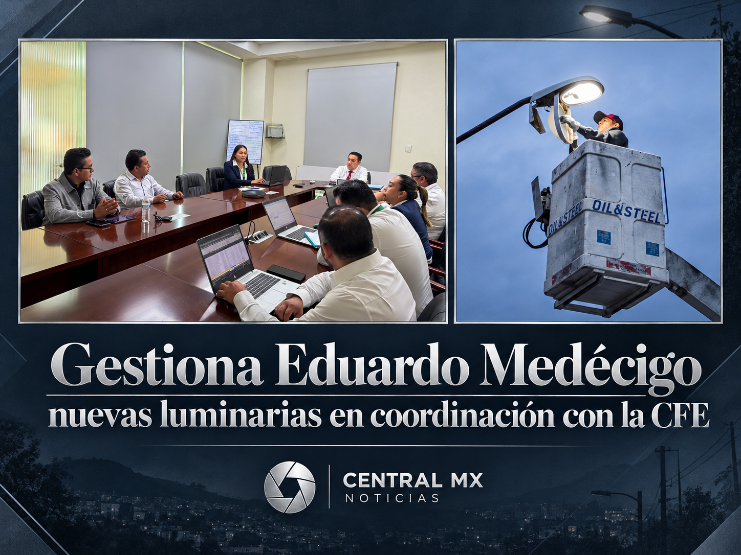 Gestiona Eduardo Medécigo nuevas luminarias para Mineral de la Reforma.