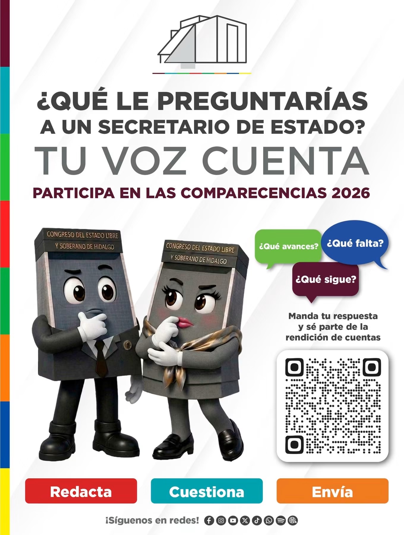 Ciudadanos podrán cuestionar a secretarios del Gobierno de Hidalgo durante comparecencias.